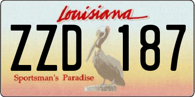 LA license plate ZZD187