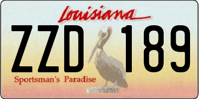 LA license plate ZZD189