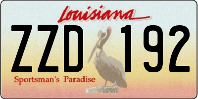 LA license plate ZZD192