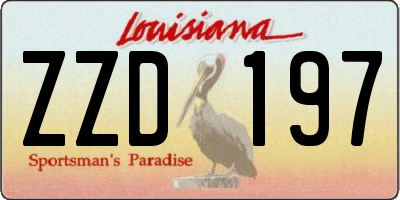 LA license plate ZZD197