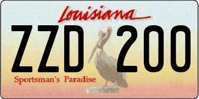 LA license plate ZZD200