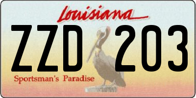 LA license plate ZZD203