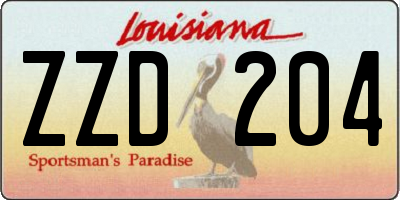 LA license plate ZZD204