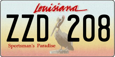 LA license plate ZZD208