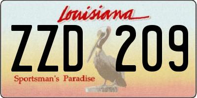 LA license plate ZZD209