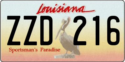 LA license plate ZZD216