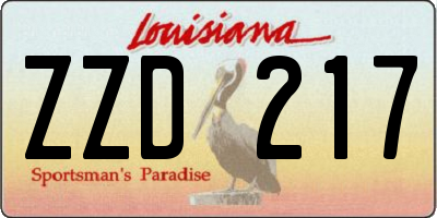 LA license plate ZZD217