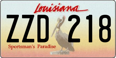 LA license plate ZZD218