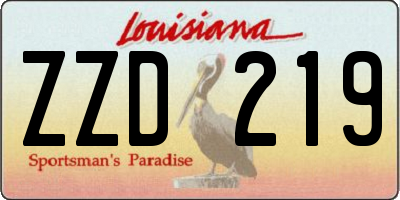 LA license plate ZZD219