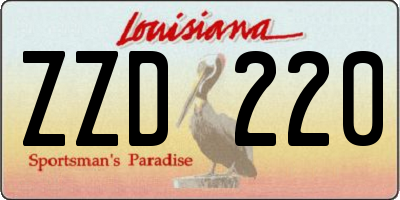 LA license plate ZZD220