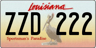 LA license plate ZZD222