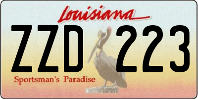 LA license plate ZZD223