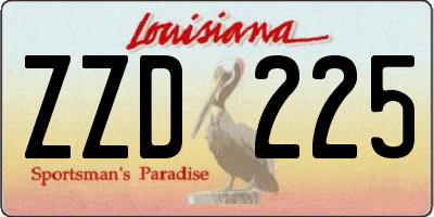 LA license plate ZZD225