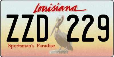 LA license plate ZZD229