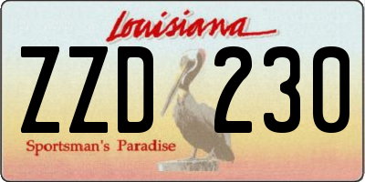 LA license plate ZZD230