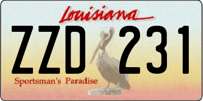 LA license plate ZZD231