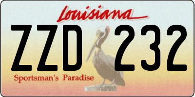 LA license plate ZZD232