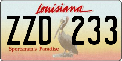 LA license plate ZZD233