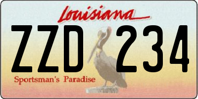 LA license plate ZZD234