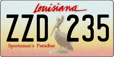 LA license plate ZZD235