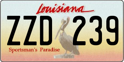 LA license plate ZZD239