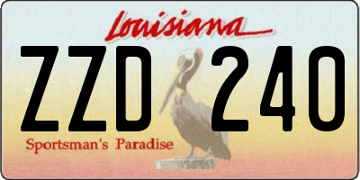 LA license plate ZZD240