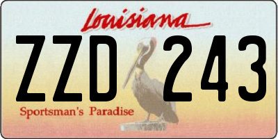 LA license plate ZZD243