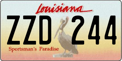 LA license plate ZZD244