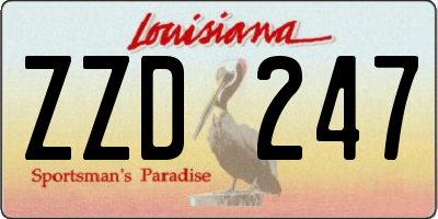 LA license plate ZZD247