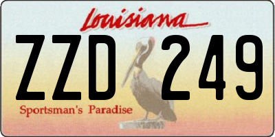 LA license plate ZZD249