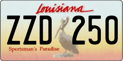 LA license plate ZZD250