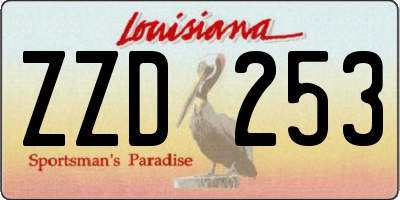 LA license plate ZZD253