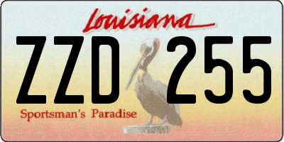 LA license plate ZZD255