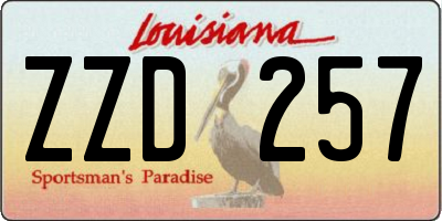 LA license plate ZZD257