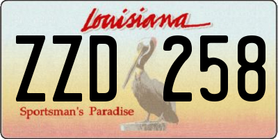 LA license plate ZZD258