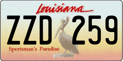 LA license plate ZZD259