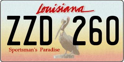 LA license plate ZZD260