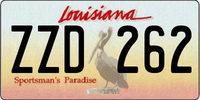 LA license plate ZZD262