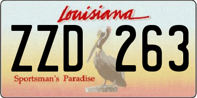 LA license plate ZZD263