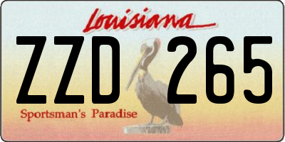 LA license plate ZZD265