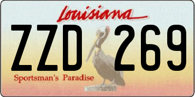 LA license plate ZZD269