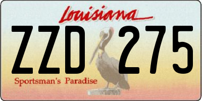 LA license plate ZZD275