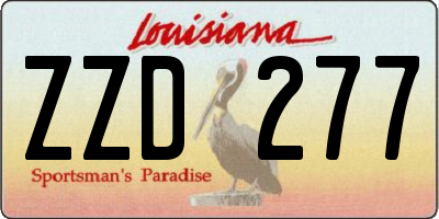 LA license plate ZZD277