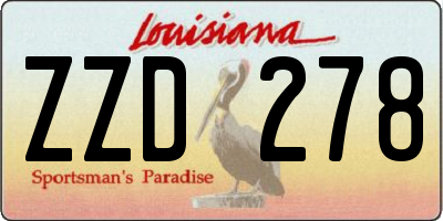 LA license plate ZZD278