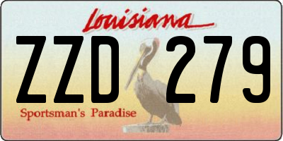 LA license plate ZZD279