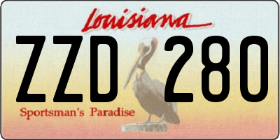 LA license plate ZZD280