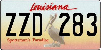 LA license plate ZZD283