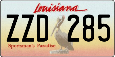 LA license plate ZZD285