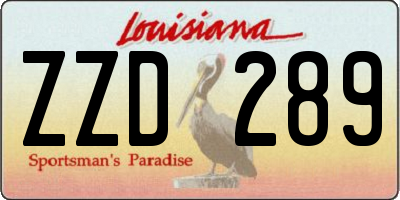 LA license plate ZZD289