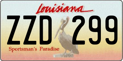 LA license plate ZZD299